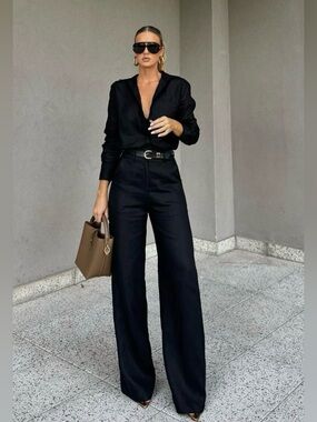Elegant Black Wide-Leg Pants